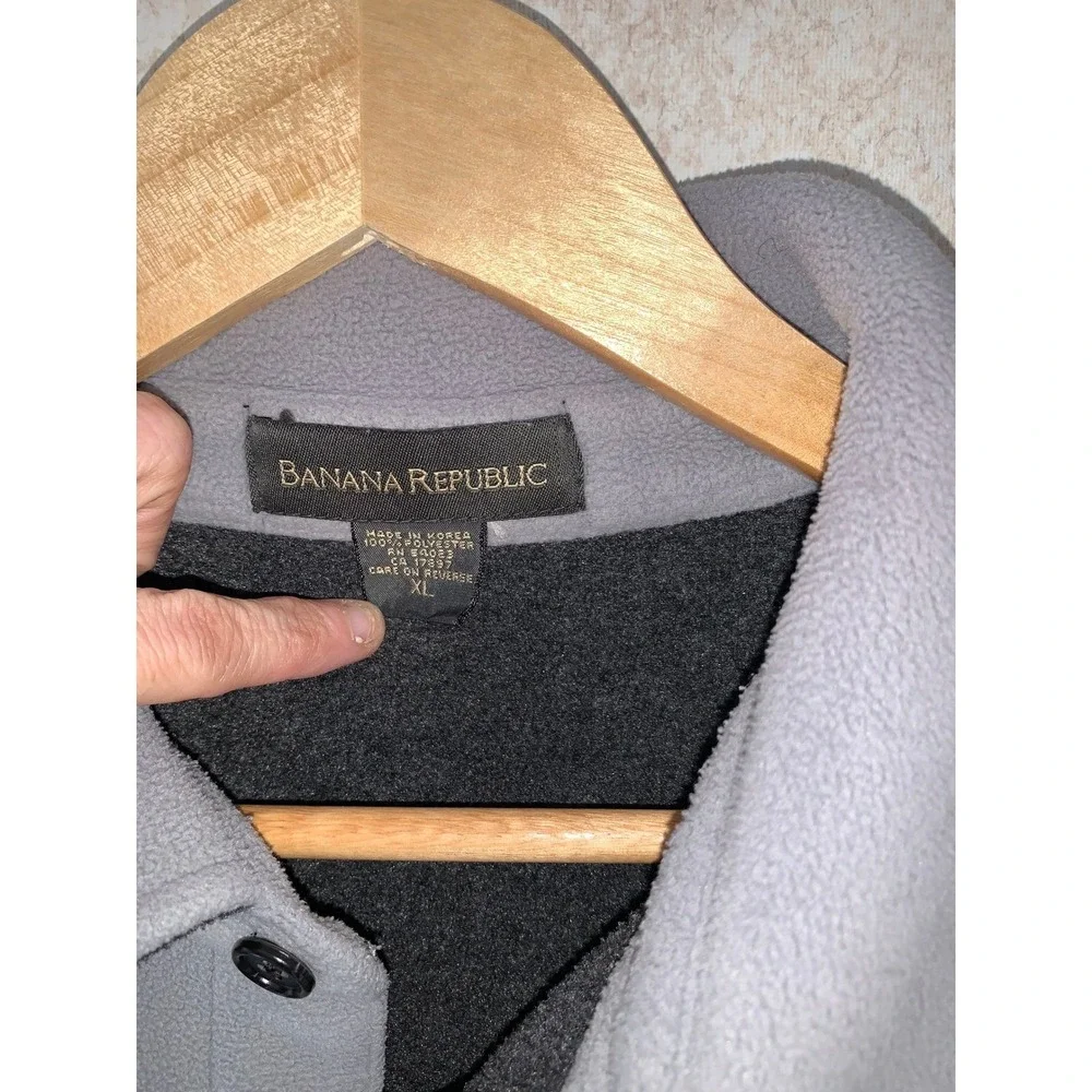 Banana Republic Mens XL Gray Fleece Jacket Button Front Midweight‎